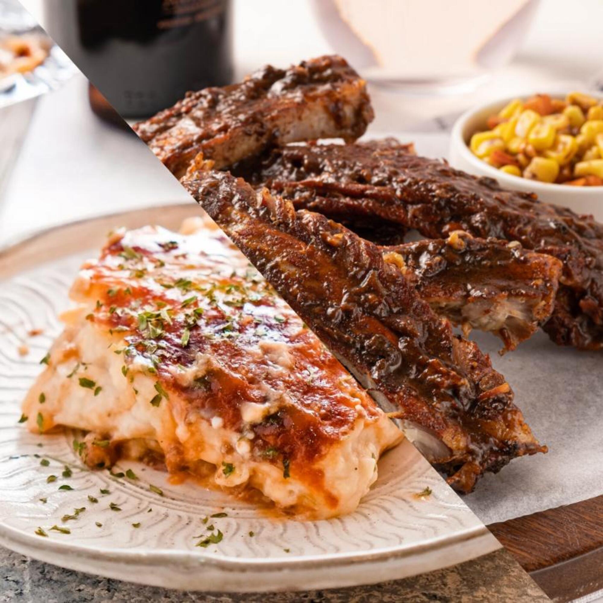 Creamy Beef Lasagna + Baby Back Ribs Miscuzi
